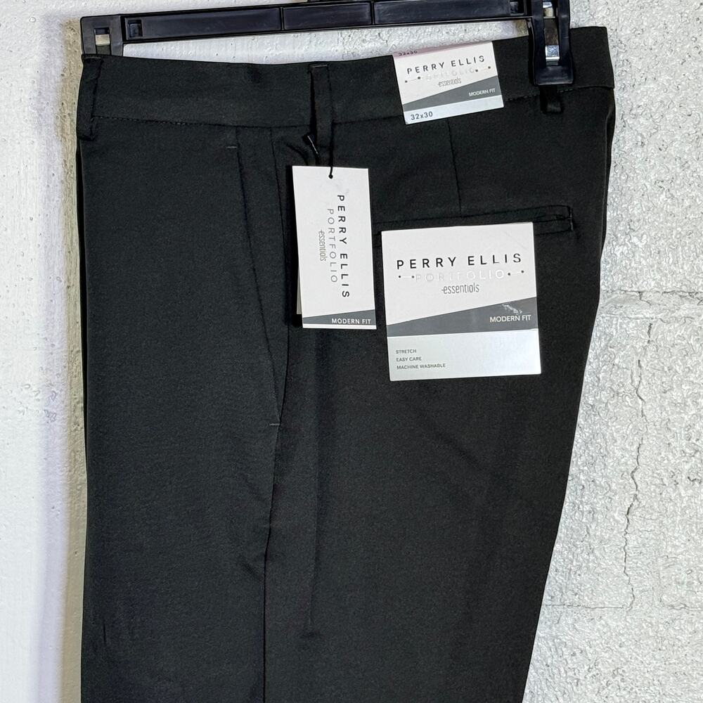 Perry Ellis Portfolio Men's Modern-Fit Twill Pants - Charcole 32x29 $95